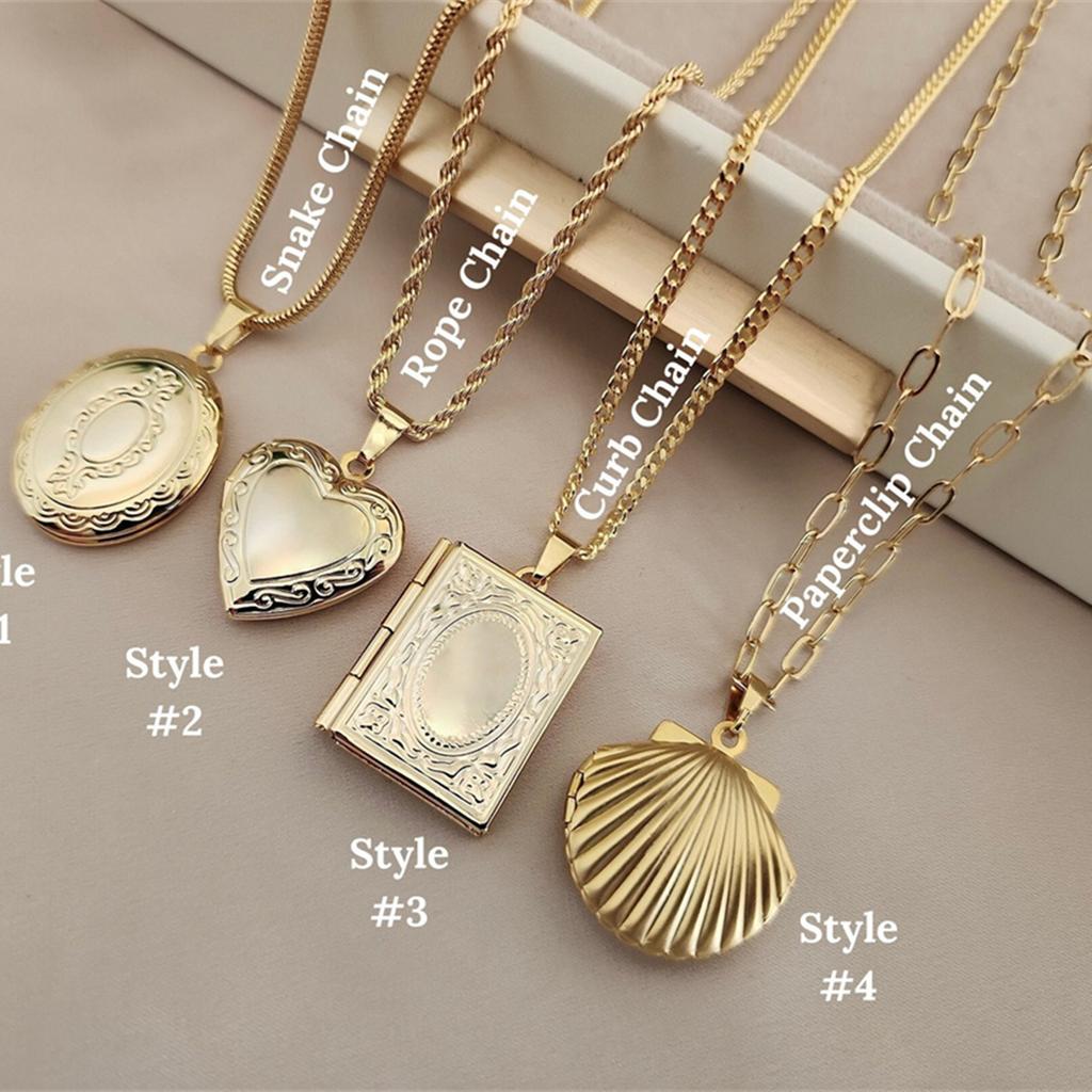 Scatole Regalo a Forma di Cuore in Acciaio Inossidabile Multiple con Conchiglie, Forma Ovale, Collana con Ciondolo Staccabile