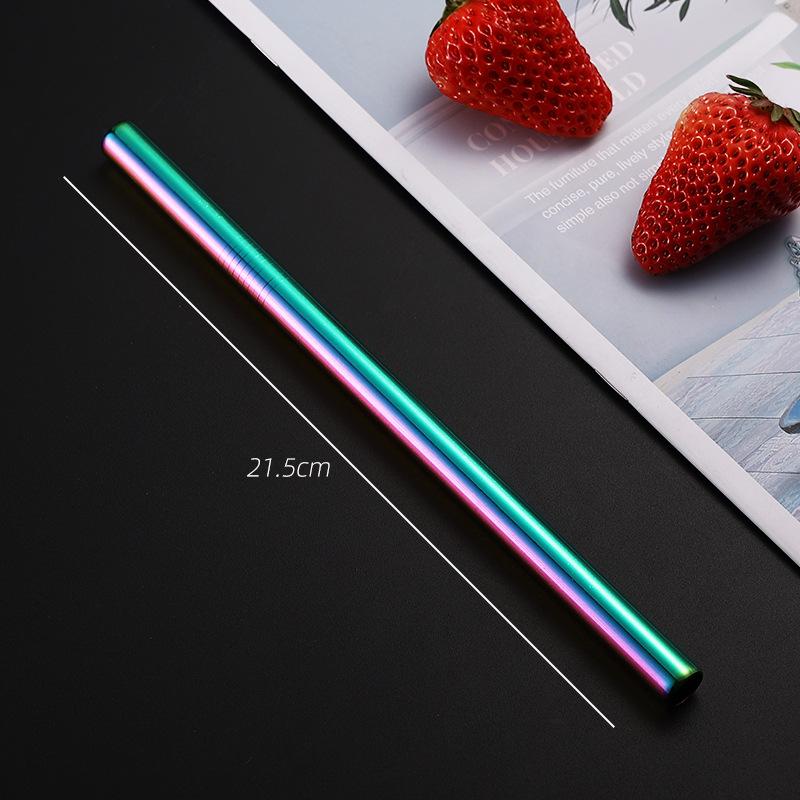 304 Stainless Steel Straw Set Color Metal Straw Restaurant Milk Tea Beverage Coffee Tube Straight Pipe Elbow Set