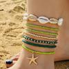 7pcs Charm Holiday Starfish Multi-layer Anklet Stretch Anklet Set Fashion Beach Jewelry