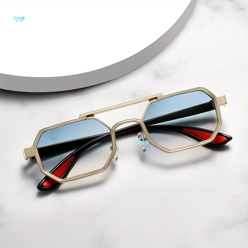 Women Men Polarized Sunglasses Metal Double Beam Square Frame Sun Glasses Anti Blue Light Driving Eyeglasses Fashion Eyewear