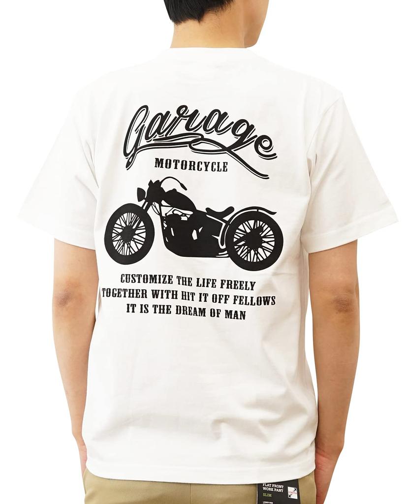 MOTORCYCLE Biker Original Print Short Sleeve Brand L Shiro [Jeans Bug] T-Shirt Men's Women's ST-MOTOR (1)