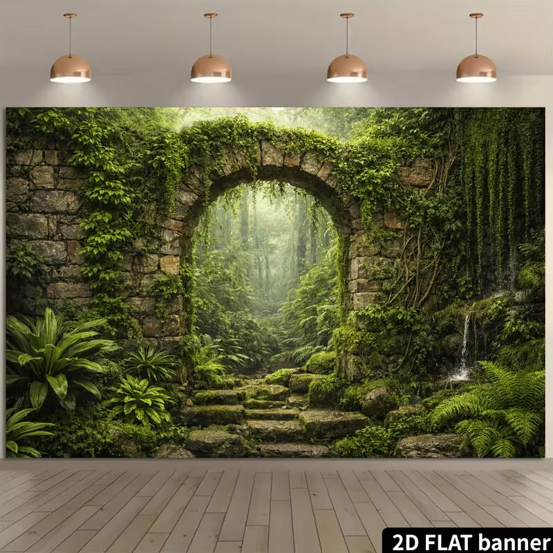 2D Flat Printing Banner for Jungle and Enchanted Forest Party Decorations