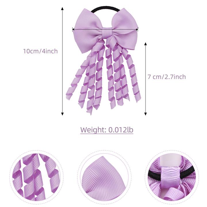 Baby Girls Hair Ties with Bows 2.7 Inch Grosgrain Ribbon Curly Korker Hair Bows Elastic Hair Bands Ponytail Holders for Girls