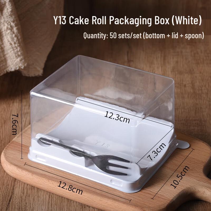 Transparente Verpackungsbox für Biskuitrolle mit Gabel