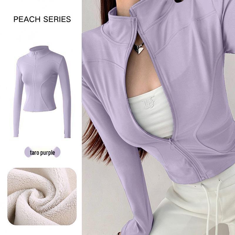 Women's Slim-Fit Fleece-Lined Running Jacket - Autumn/Winter 2025 Yoga & Fitness Long Sleeve.