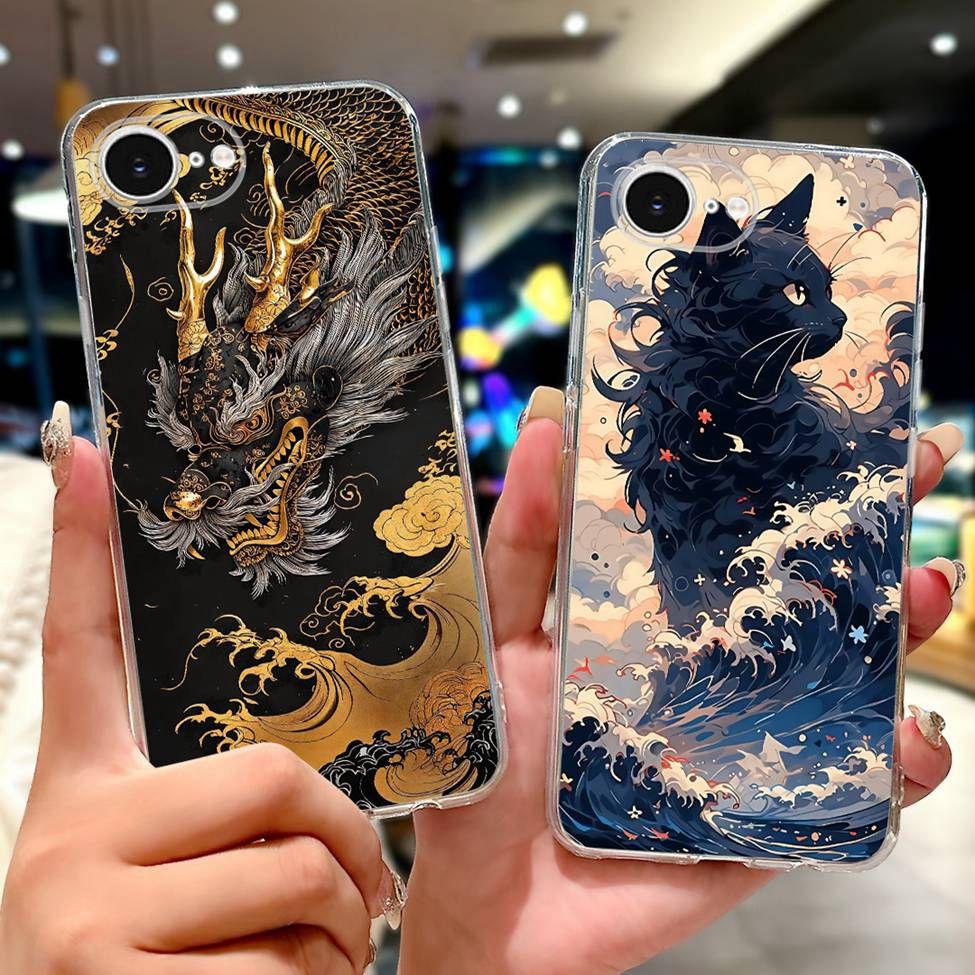 Clear For iPhone 16e A3212 A3409 A3410 A3408 Cover For iPhone 16e Case Fashion Luxury Flowers Cute Funny Painted Soft Bumper