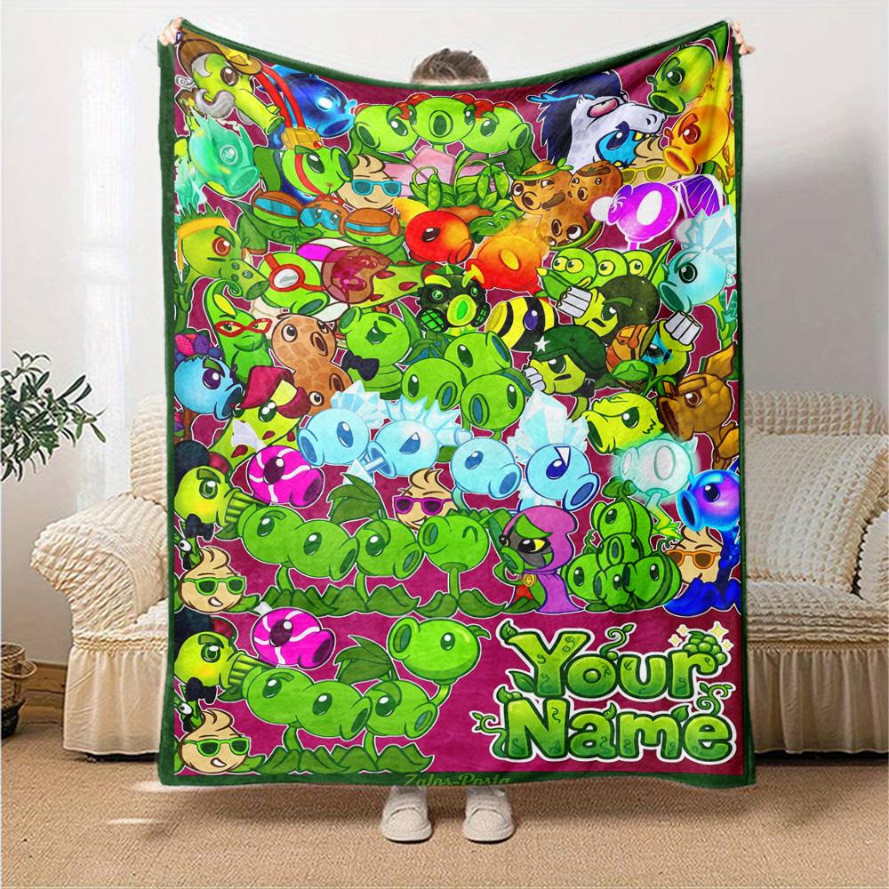 Plants Vs. Zombies Customize Your Name Blanket Cozy Customizable Blanket Comfortable Versatile for Nap Seaside Living Room Picnics