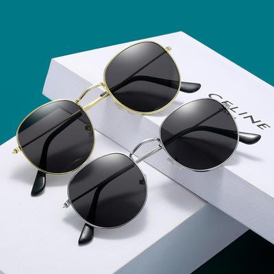Yeni Metal Yuvarlak Güneş Gözlüğü Kadın Moda Marka Tasarımcı Klasik Güneş Gözlüğü Retro Küçük Çerçeve Oval Lunette Soleil Femme