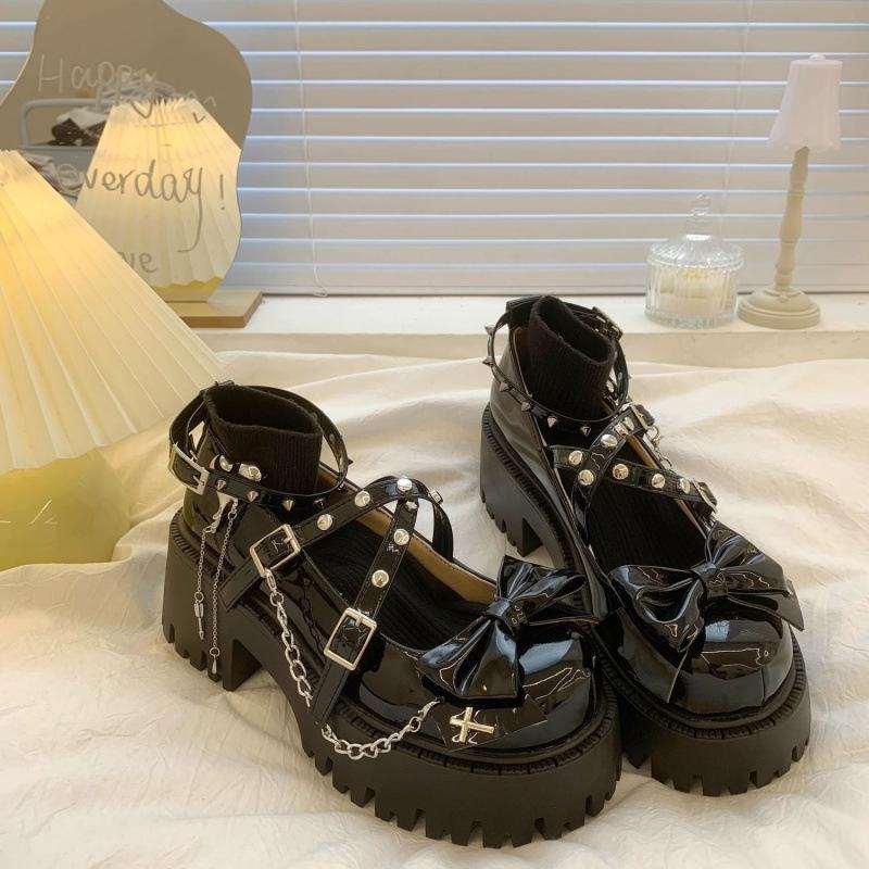 Sweet and cool babes, single shoes women's spring and autumn new punk dark subculture yk platform small leather shoes