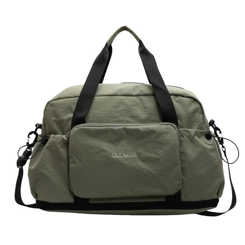 

Foldable Fitness Bag Dry and Wet Separation Hand Travel Bag Expandable Shoulder Bag Oblique Span Sports Yoga Fitness Bag зелений