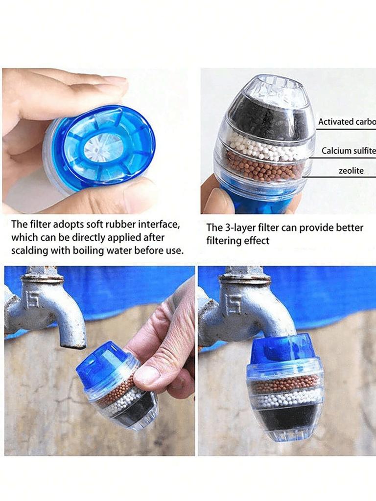 3pcs Random Color 5-layer Activated Carbon Water Filter Faucet Splitter, Suitable for Kitchen Faucets and Shower Heads