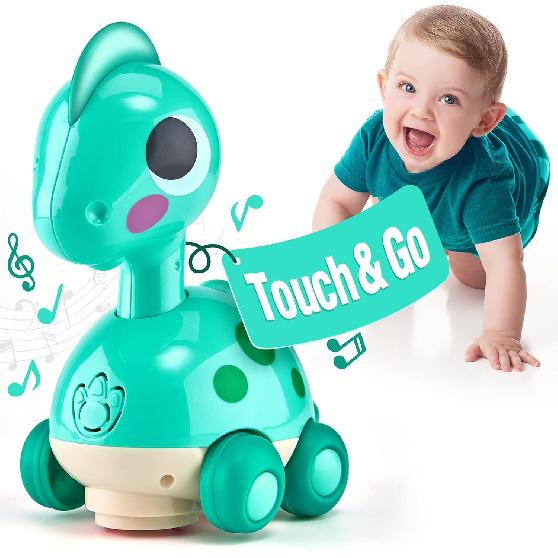 CubicFun Baby Toys 12-18 Months - Touch & Go Musical Light Tummy Time Infant Baby Crawling Toys 12 Months, Toddler Travel Toy for 1 Year Old Boy