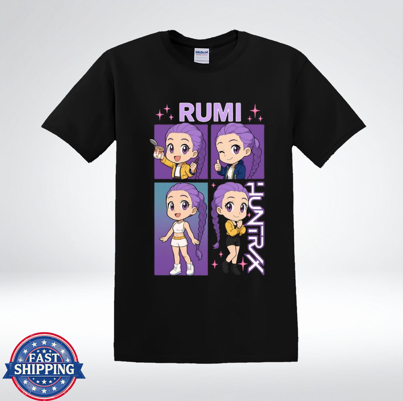 

Rumi Chibi Anime Girl Cute Expressions HUNTRIX Style Graphic T-Shirt 2XL