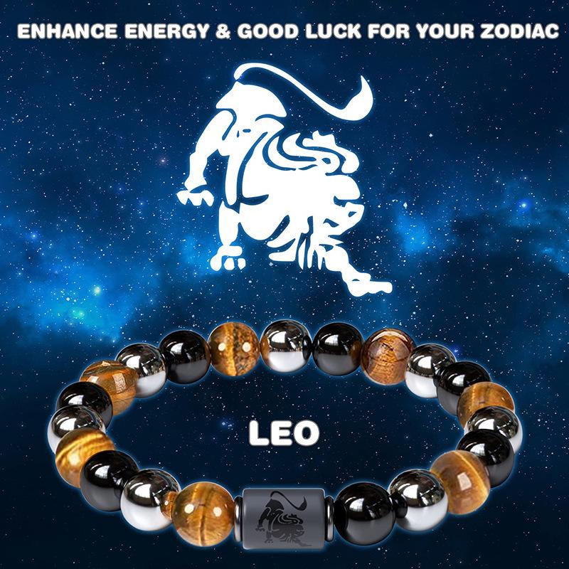 Twelve Constellations Bracelet: Hematite & Tiger Eye Beaded Men's Bracelet