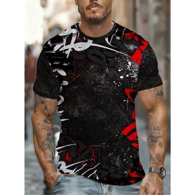 Men's Fashion 3D Printed Men's T-Shirt Round Neck Short Sleeve Trendy Street Wear