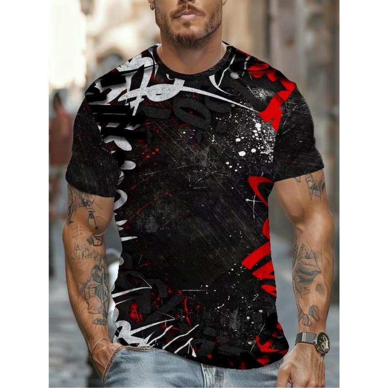 Men's Fashion 3D Printed Men's T-Shirt Round Neck Short Sleeve Trendy Street Wear