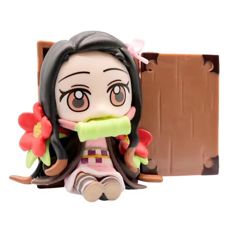 YENİ Q Posket Figür  Demon Slayer Mini Figür 5 Adet 10 Adet 12 Adet 15 Adet Setler Kimetsu No Yaiba Küçük PVC Bebekler Masaüstü kutusu