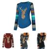 Festive Womens Christmas Tops With Sparkling Sequin Reindeer Long Sleeve Design