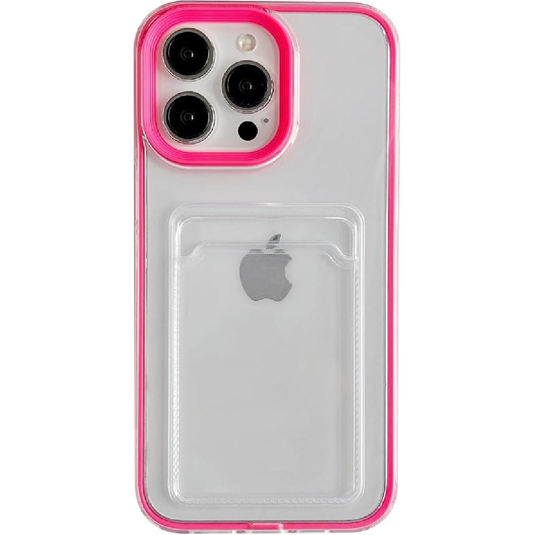 Caseative for iPhone 15 Pro Max case, Candy Color Card Holder Clear Shockproof Soft Compatible with iPhone Case (Purple,iPhone 15 Pro Max) красный