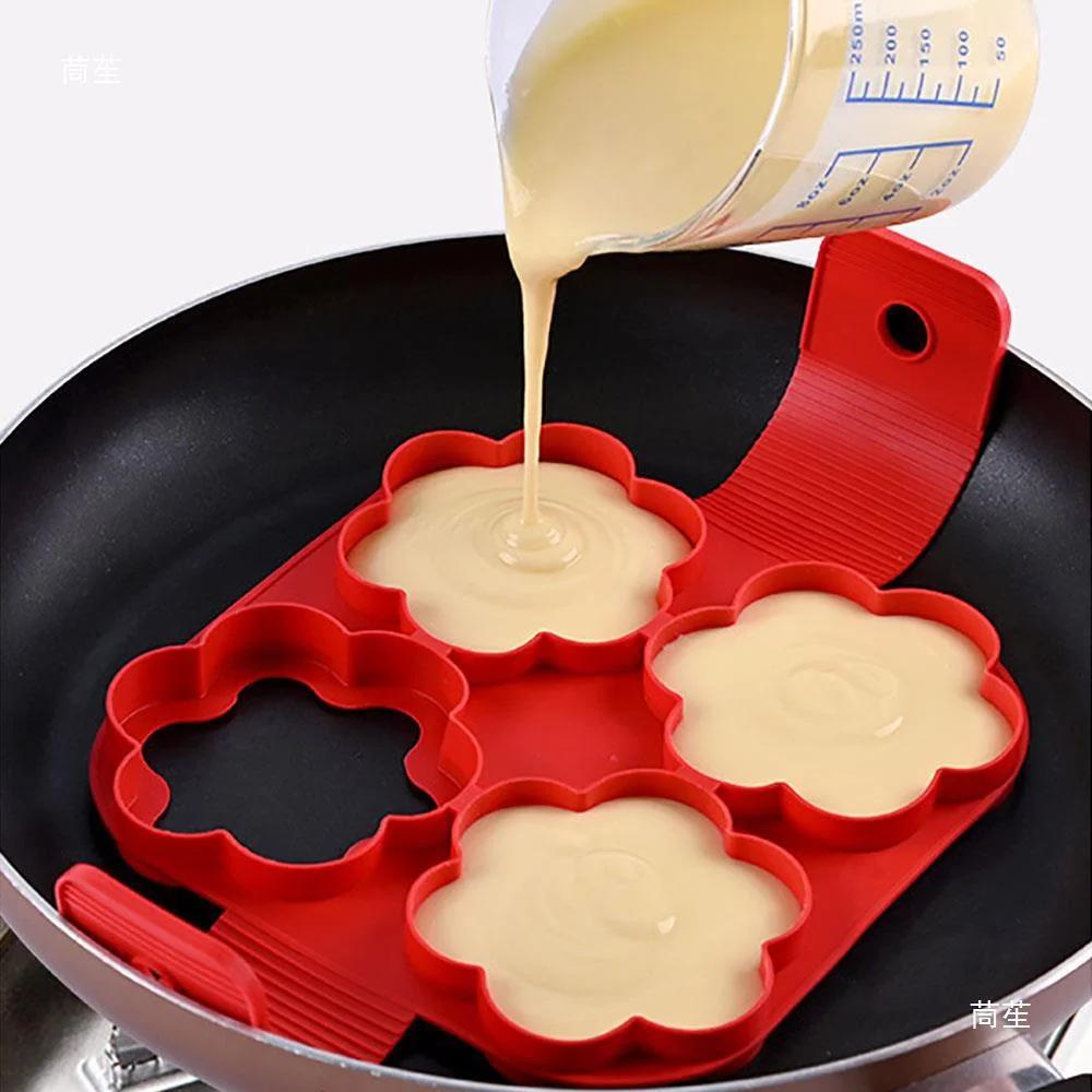 Pancake Maker Mold Egg Cooker Fried Egg Shaper Kitchen Omelet Silicone Nonstick Egg Pancake Ring 4/7 Cavity Moulds for Cooking