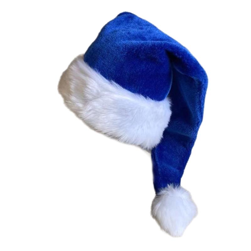 Vuxen Jultomtehatt Tjock Plysch för Julkomfort Foder Jul Nyårssymbol Mössa med Vit Brätte