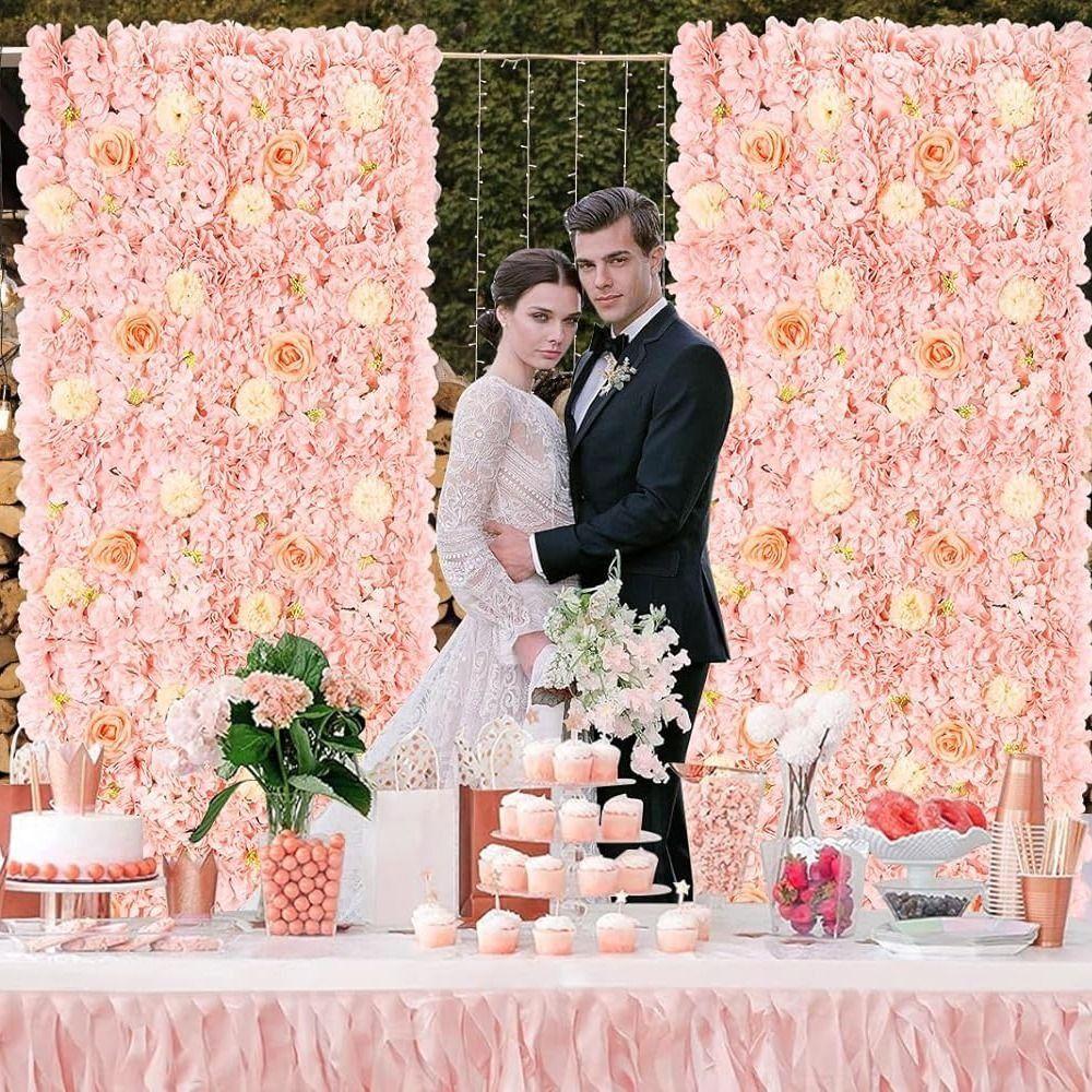 Handmade Artificial Flower Wall Panels 60X40cm Silk Rose Flower Wall  Home Decor