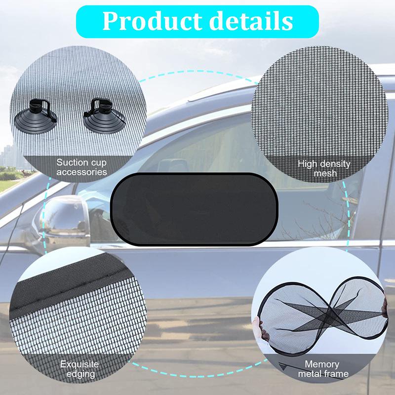 Mesh Car Sunshade with Black Suction Cups, 100x50CM - UV Protection & Heat Insulation for Back Window