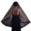 Black Lace Halloween Bride Lace Mantilla Bridal Wedding Veil Head Covering Scarf