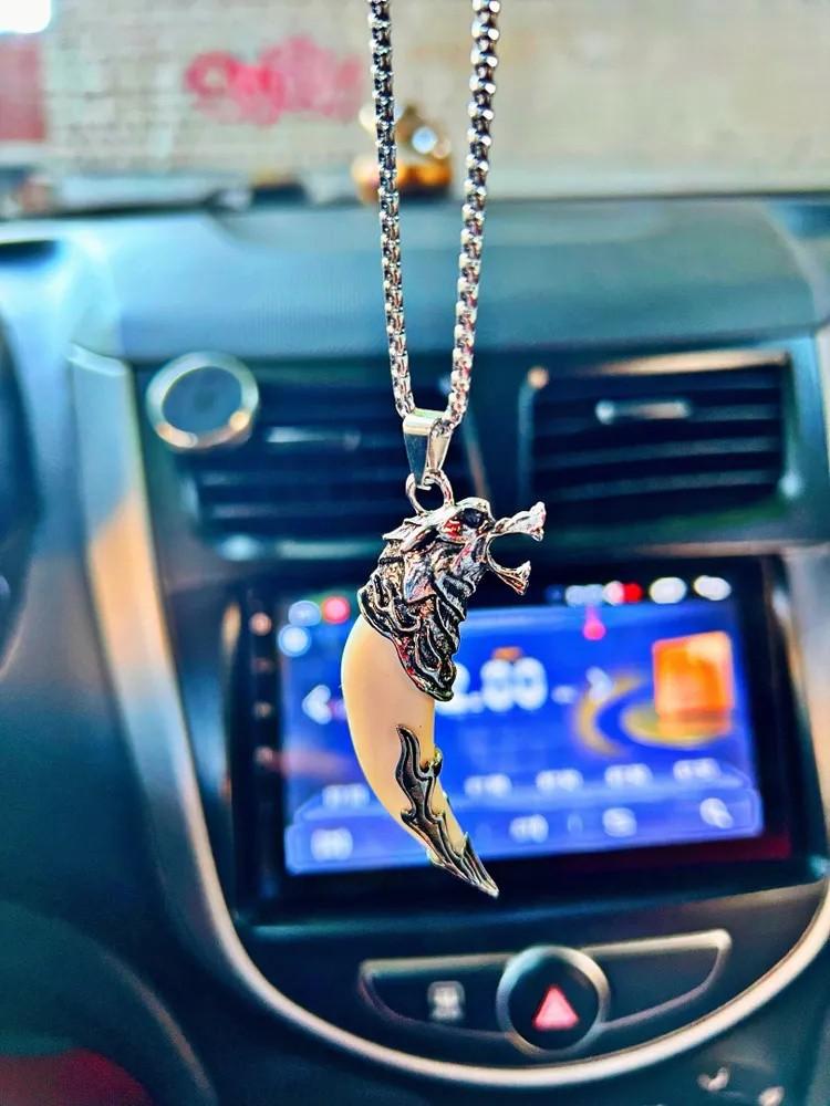 Domineering Resin Wolf Tooth Stainless Steel Necklace Personality Trend All- Tooth Pendant Jewelry Men