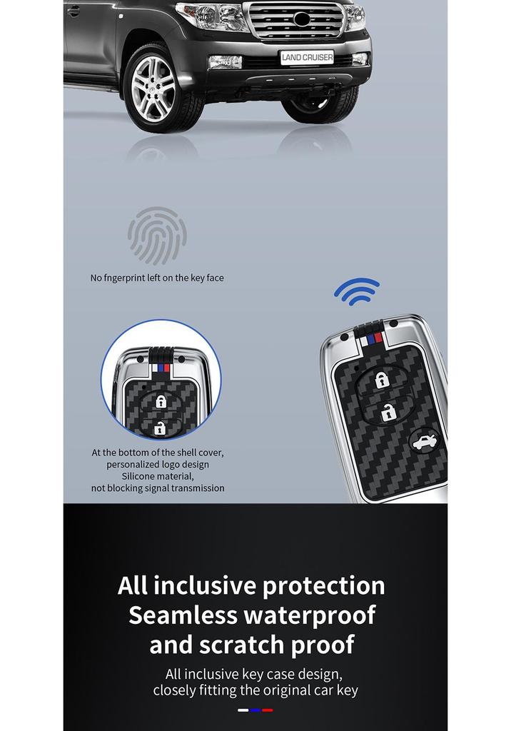 Metal Key Case for Toyota Camry, Crown, Reiz, Prado, Land Cruiser - Snap Button Design