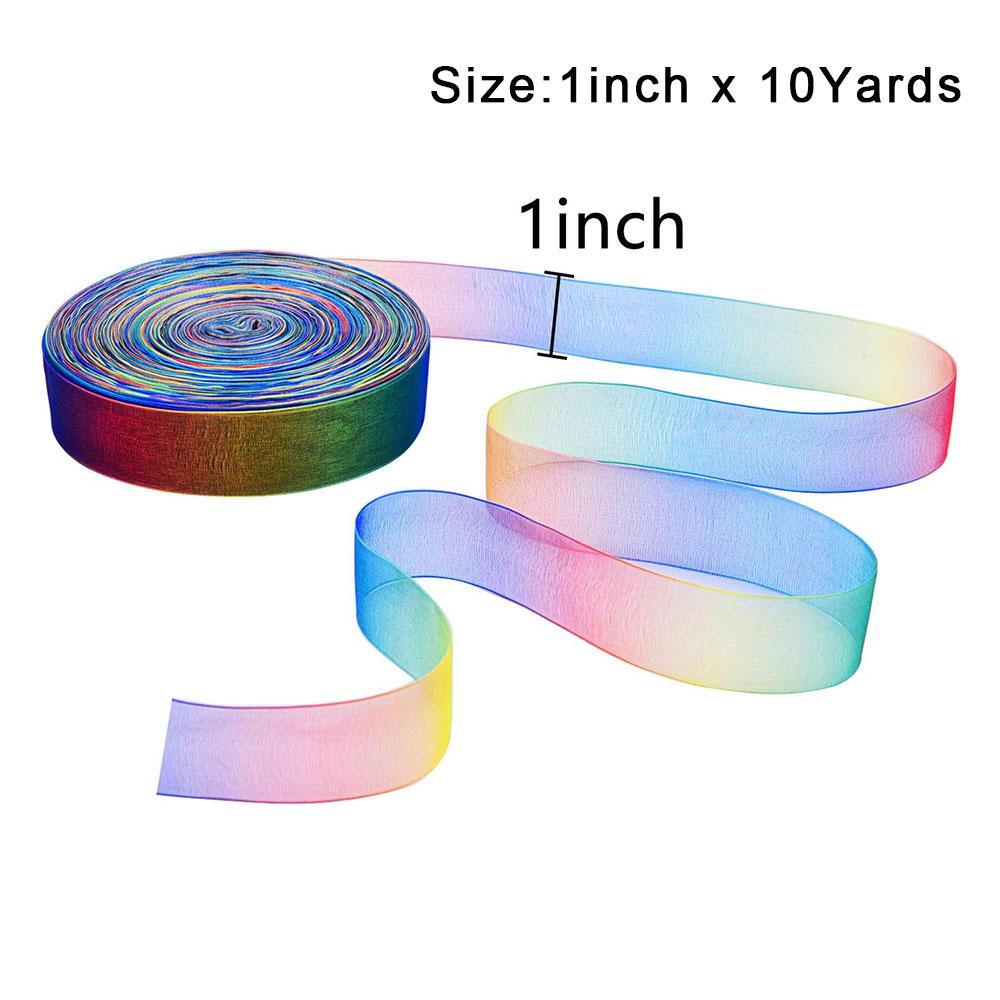 

Iridescent Gradient Organza Ribbon 1 Width 10 Yards DIY Hair Bows Gift Packaging Ribbons for Seasonal Crafts & Event Styling 1in x 10Yards