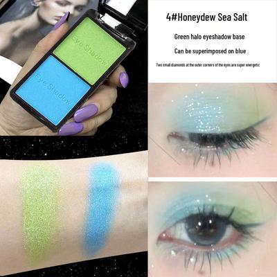 Ashareya Two-Tone Shimmer Eyeshadow Palette: Earth Tone, Blue-Green, Purple, White