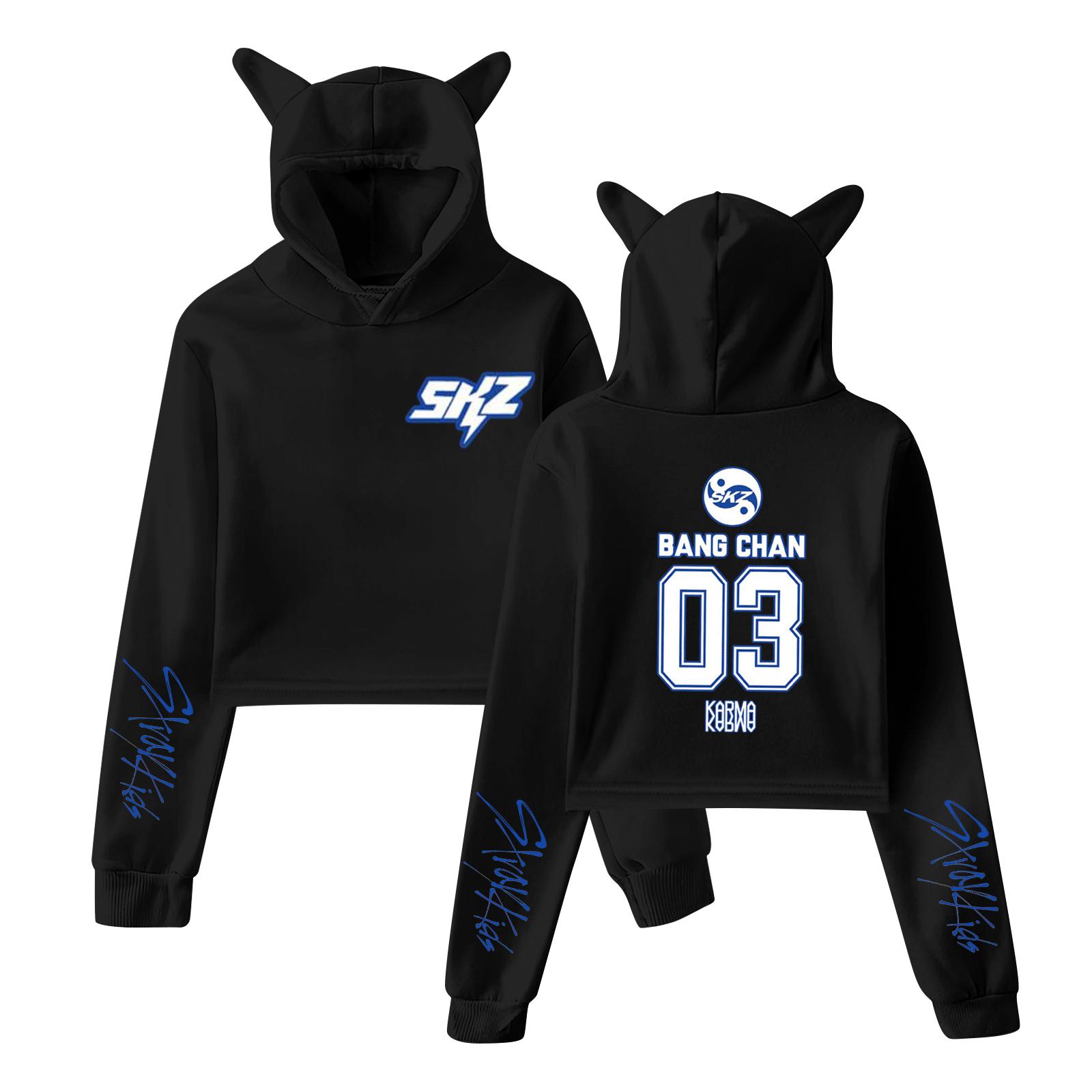 

Стильний жіночий худі-пуловер з капюшоном з принтом Stray Kids, трендовий топ з довгим рукавом. XL