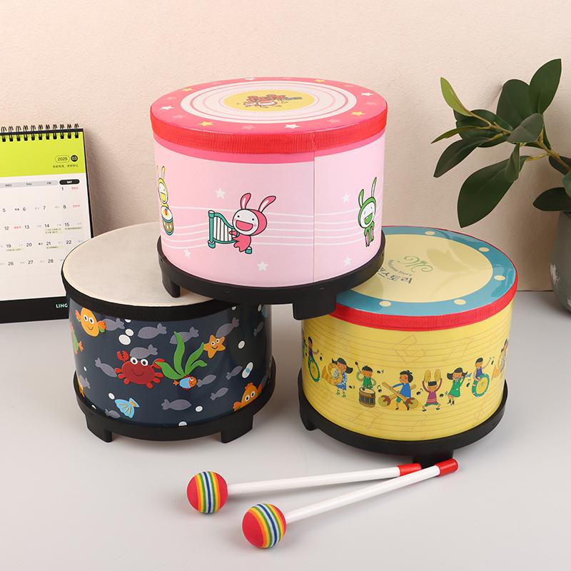 8 Inch Floor Drum With 2 Drum Mallets Preschool Toys Beat Instrument Ground Drum Percussion For Kids Christmas Birthday Gift