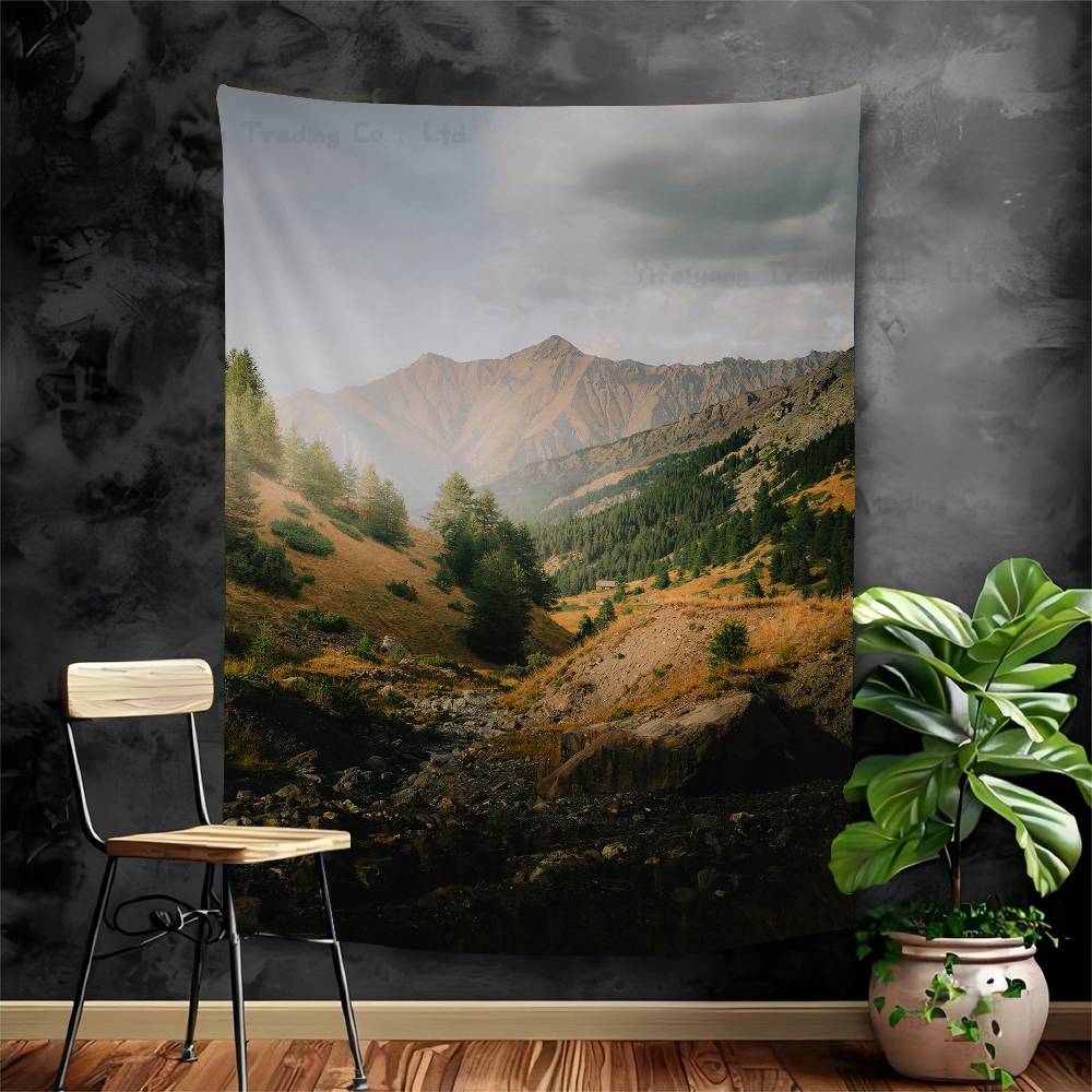 Mountain View Cartoon Tapestry Art Science Fiction Room Home Decor Art Home Decor