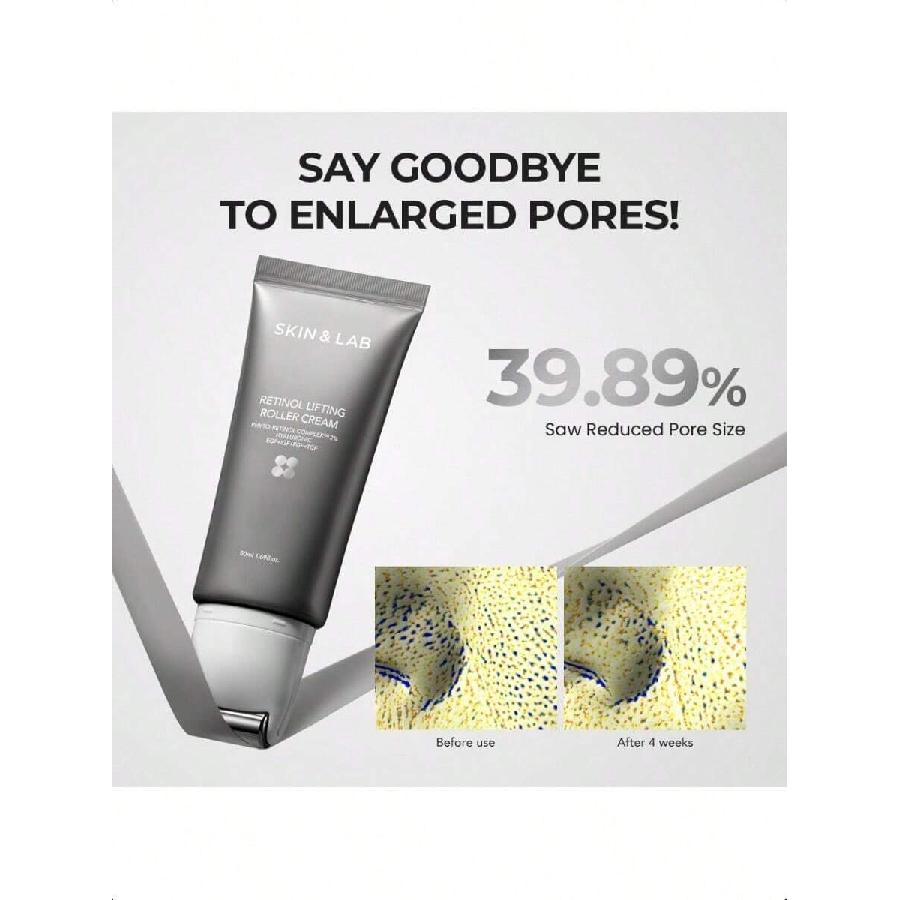 Skin&Lab Retinol Lifting Roller Cream With Massage Applicator 50ml, Vegan Anti Aging Face And Neck Cream For Reduce Wrinkles And Fine Line, For Face