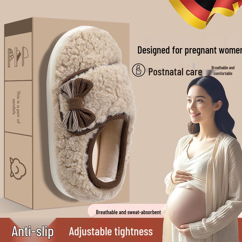 2025 Postpartum Women's Non-Slip Slippers - Soft, Thickened, Adjustable Cotton Shoes for 10-11 Months Winter