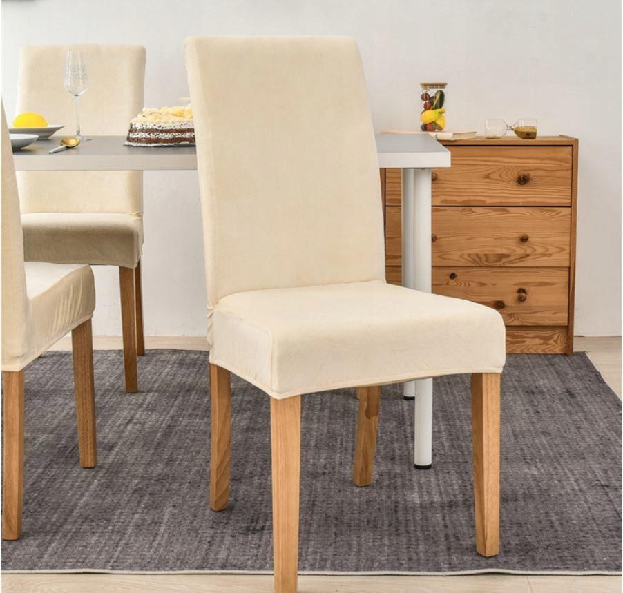 Chair Cover Thick Beige Ecru Velvet