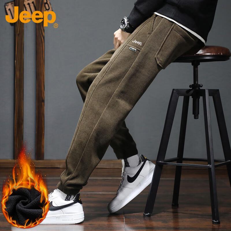 Jeep Men's Fleece-lined Corduroy Jogger Pants