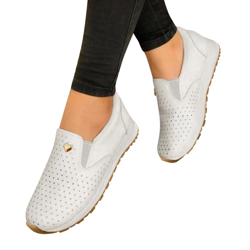 Ladies Fashion Leather Surface Hollow Breathable Flat Comfort Casual Shoes Womens Sandals Size 9