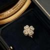 Party Jewelry Windmill Women Finger Rings Four-leaf Clover Rings Korean Style Spinning Zircon Rings
