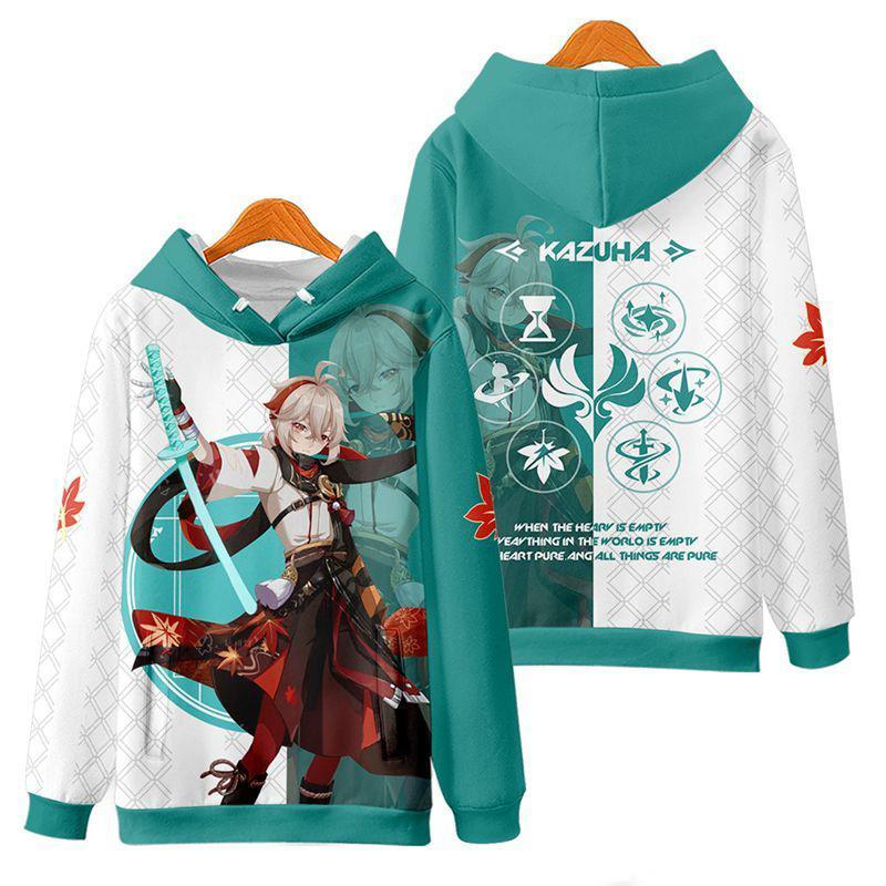 Game Genshin Impact Kazuha Cosplay Hoodies Male 3D Print Anime Sweatshirts Men Women Tracksuit Pullovers Coat Y2k Men's Clothing