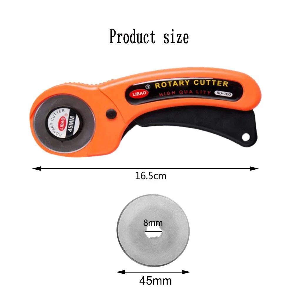 For DIY Leather Craft Orange Round Hob Fabric Leather Craft Wheel Cutter Rotary Cutter Tools with Blade and A4 Cutting Board