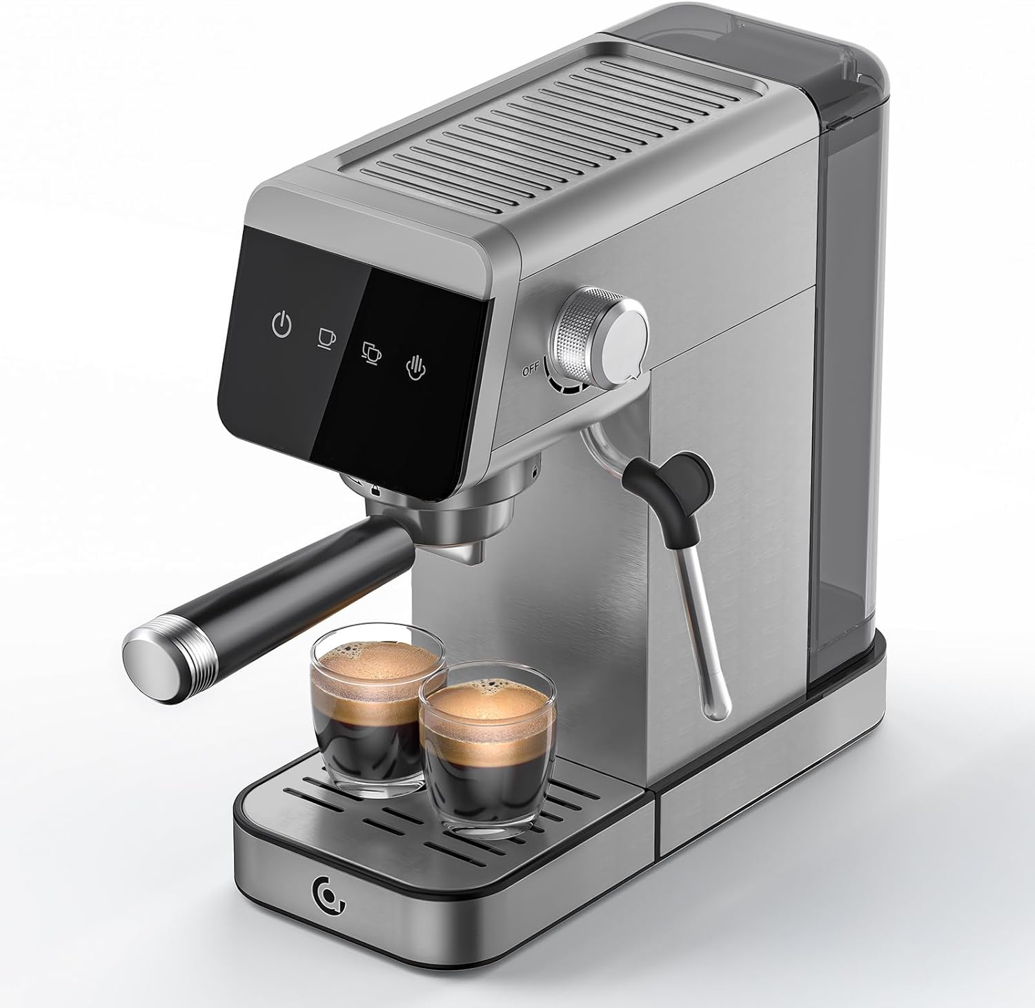 

Espresso Machine with LED Touchscreen, 20Bar Pressure, Compact Dark Silver Home Appliance 41oz