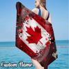 Custom Name Canada Flag Beach Towel - Soft, Ultra-Absorbent Microfiber, Lightweight, Perfect for Beach, Parties, Travel, Camping