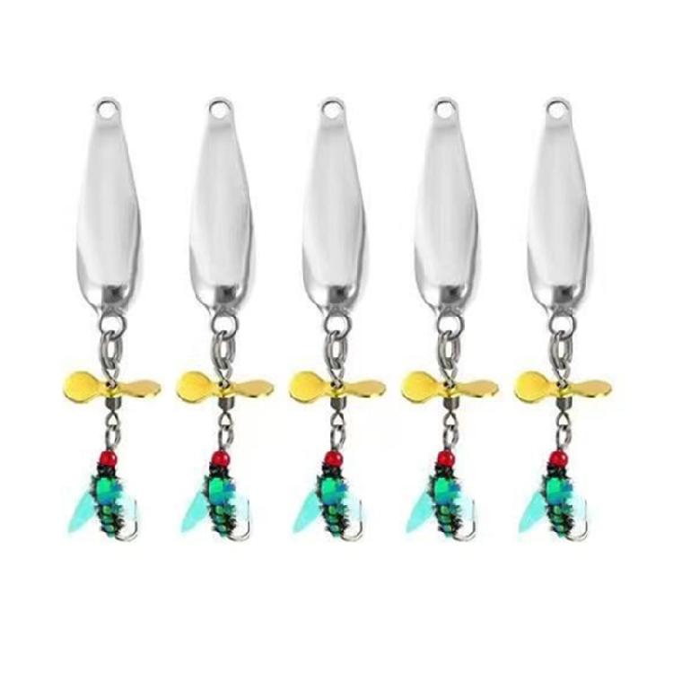 Spoon Spinner Sequins Baits Fly Fishing Baits Fishing Tackle with Propellers 5pcs Worm Fly Lures