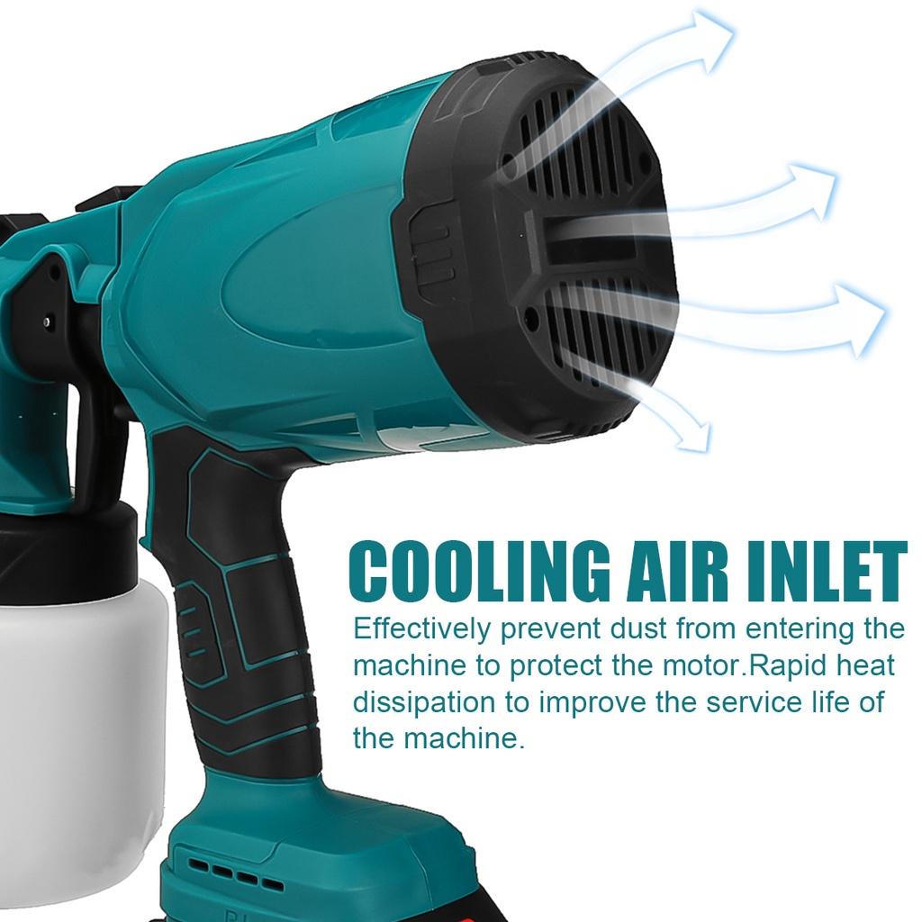 1000W 800ML Cordless Electric Spray Guns with 3Nozzle Flow Control Airbrush High Power Paint Sprayer For 18V Battery