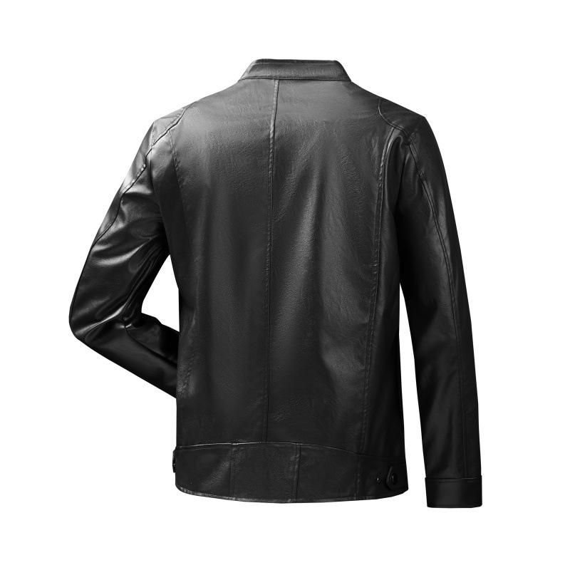 [Exclusive] American locomotive wind stand-up collar leather jacket for men's spring and autumn new large-size PU leather jacket for men