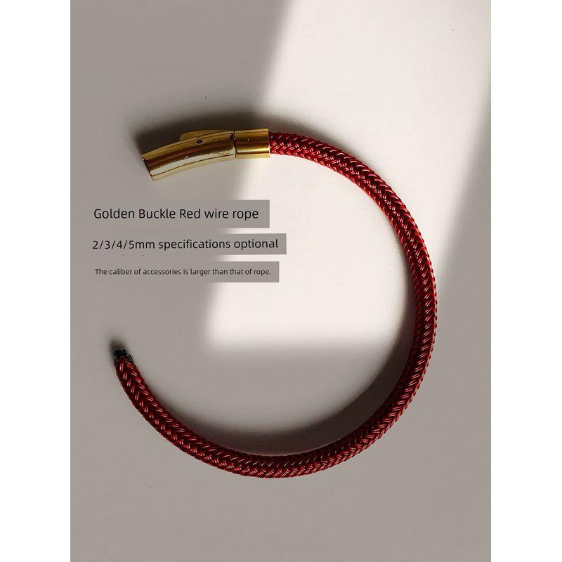 

Браслет на кнопке из нержавеющей стали 4 /5 мм Этот год животного Веревка красного цвета Носимый Переводные бусины Мужской и женский одинаковый Стальной трос Ремешок Аксессуар Веревка 16cm 2mm gold buckle red steel wire rope