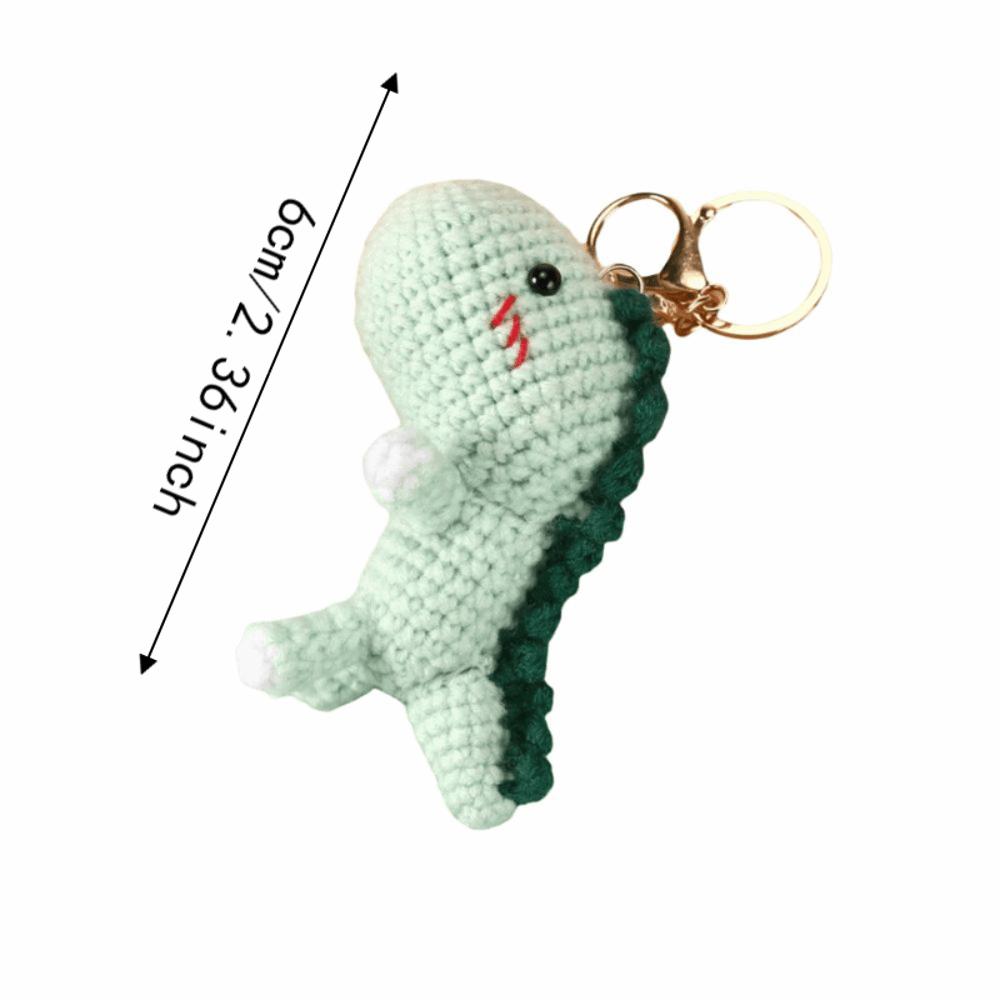Cartoon Animal Mini Dinosaur Keychain Soft Wool Knitted Pendant Crochet Dinosaur Pendant Backpack